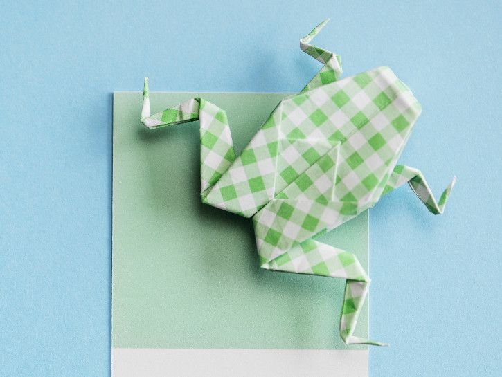 蛙を折った折り紙